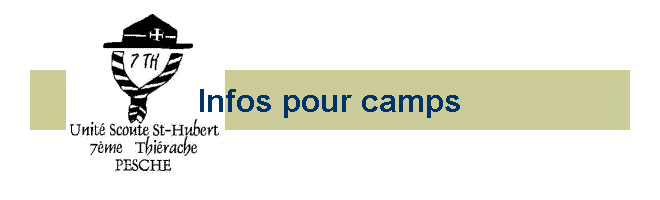 Infos pour camps